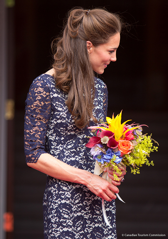Kate's hair was put up in an elegant style