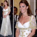 kate middleton in gold and white mcqueen dress