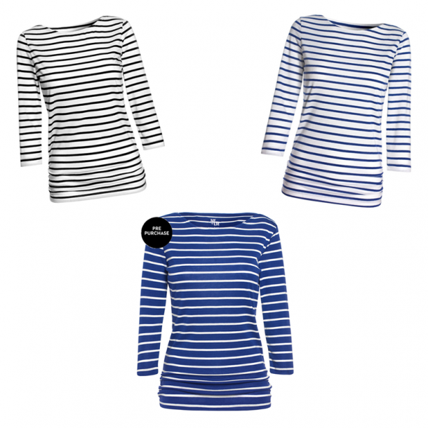 ME+EM Breton Top in White, Cobalt and Black