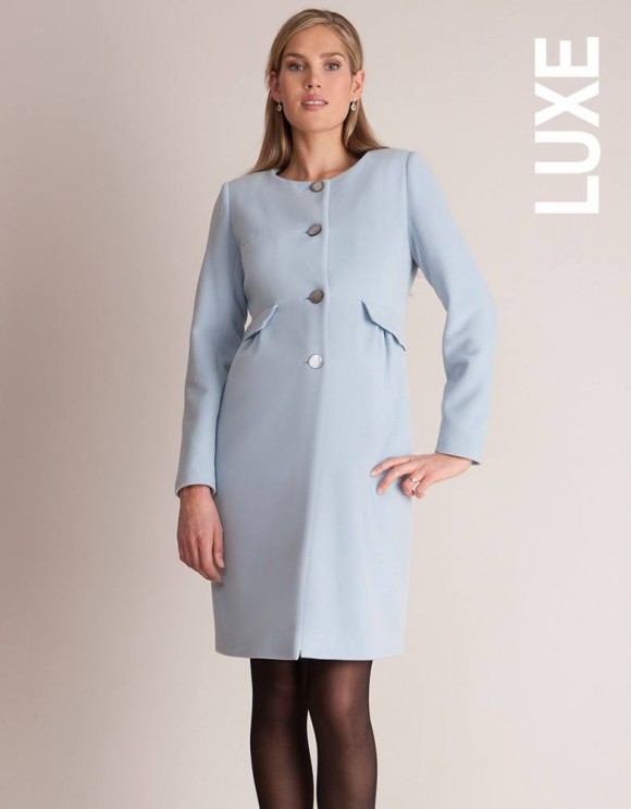 Seraphine Natasha coat in soft mist blue.