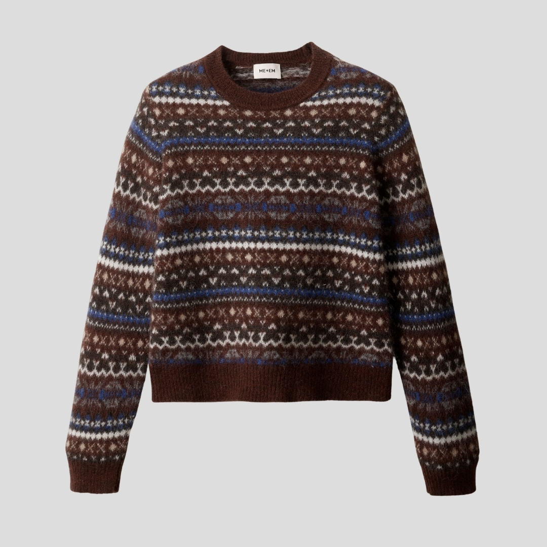 ME+EM Fair Isle Relaxed Jumper in Pecan Brown Multi, as worn by Kate Middleton