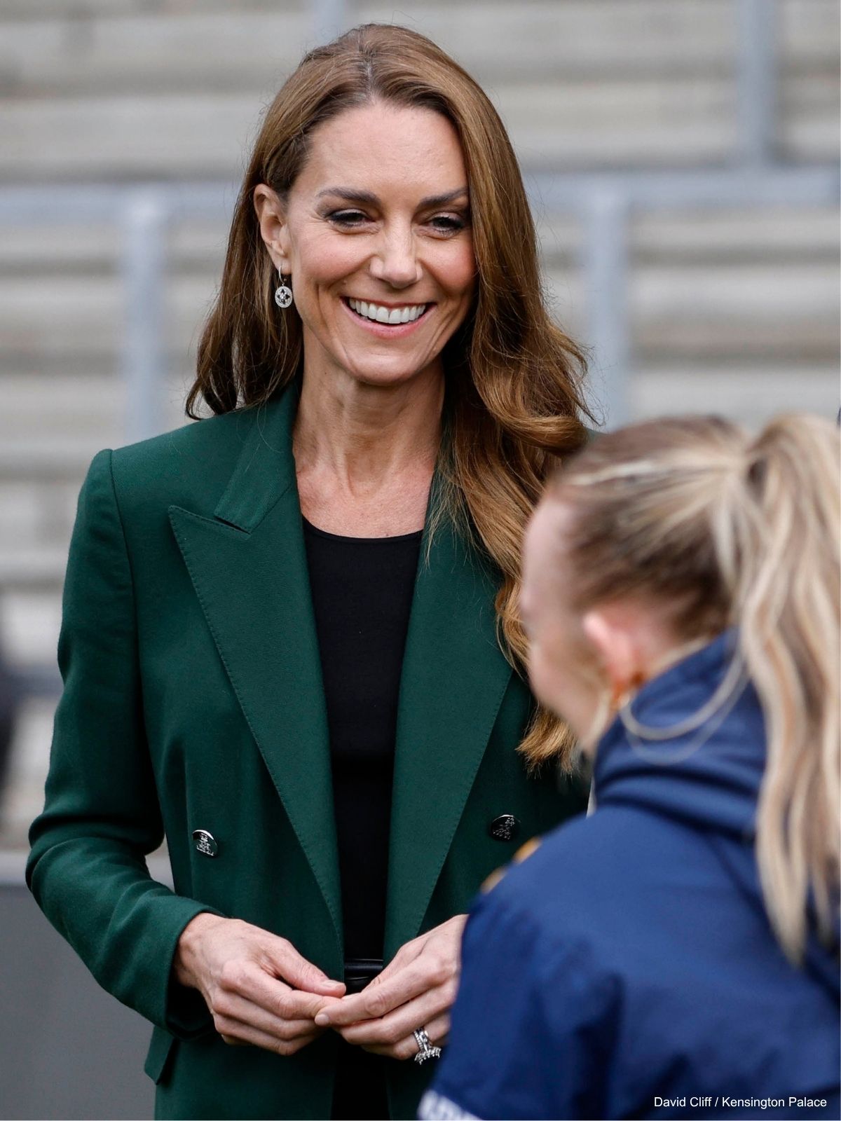 Kate in her green Ralph Lauren blazer at Headingley