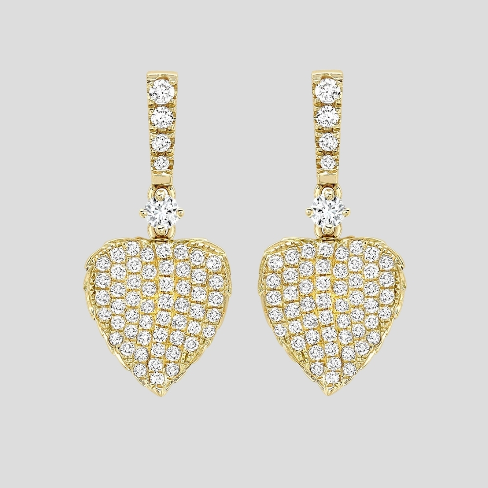 Kiki McDonough Lauren Leaf earrings in yellow gold and pavé diamonds