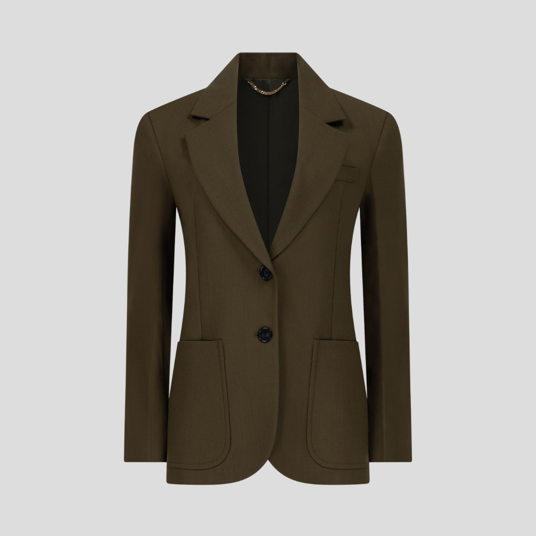 Victoria Beckham Katherine single-breasted jacket in Marsh Green