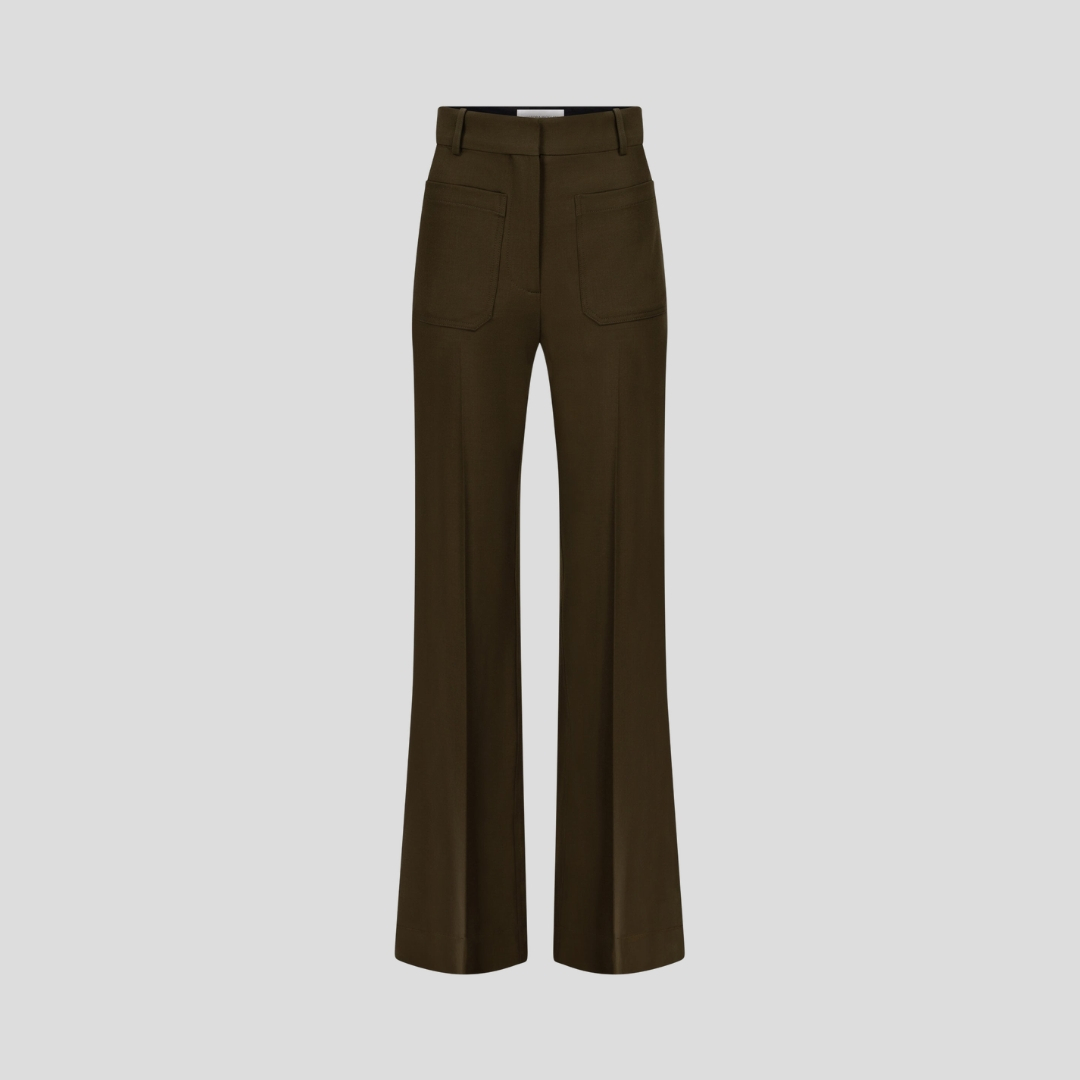 Victoria Beckham Alina wide-leg trousers in Marsh Green