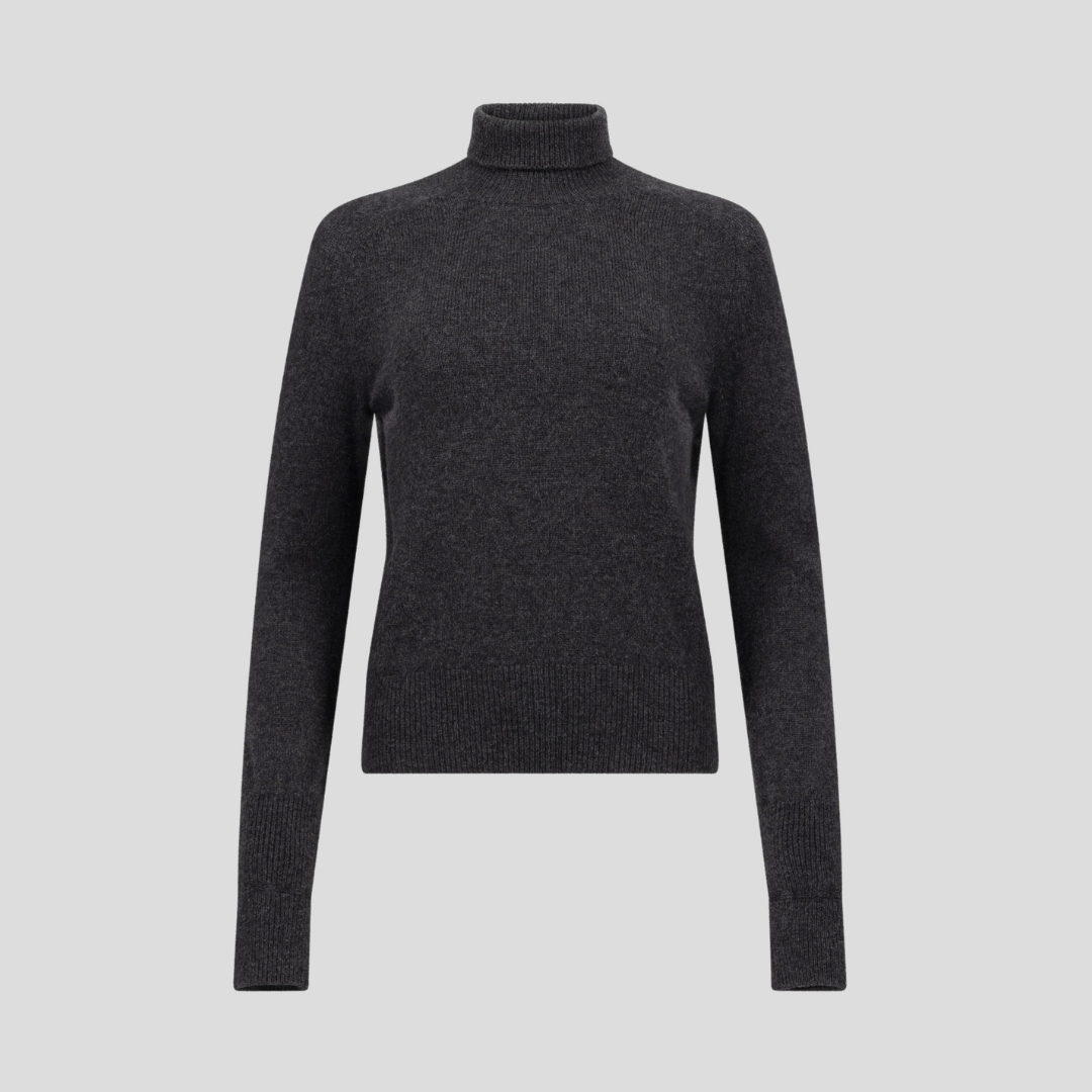 Victoria Beckham Marie polo-neck jumper in Dark Grey Melange