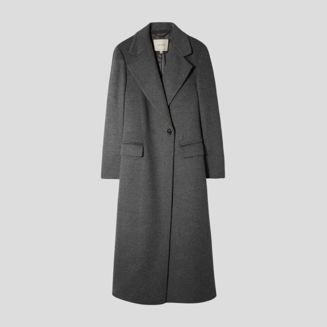 Jigsaw Wool Maxi City Coat in charcoal grey