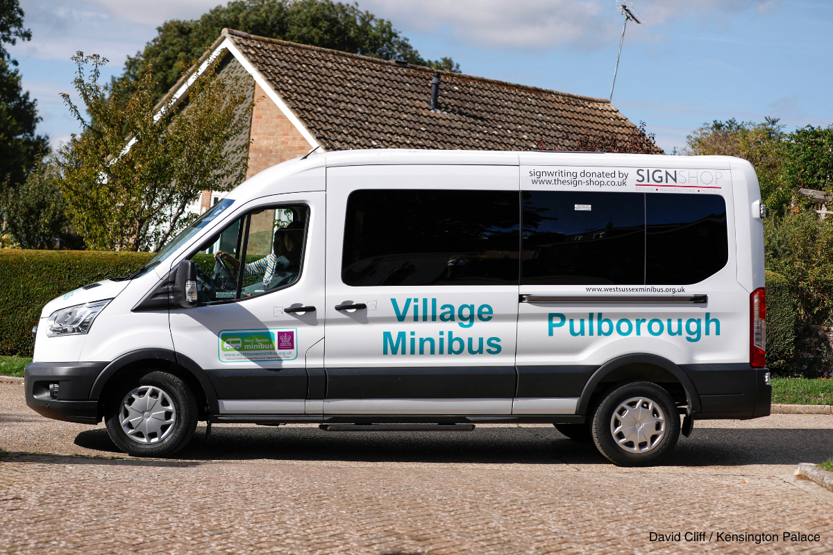 West Sussex Minibus Service vehicle with Village Minibus Pulborough branding