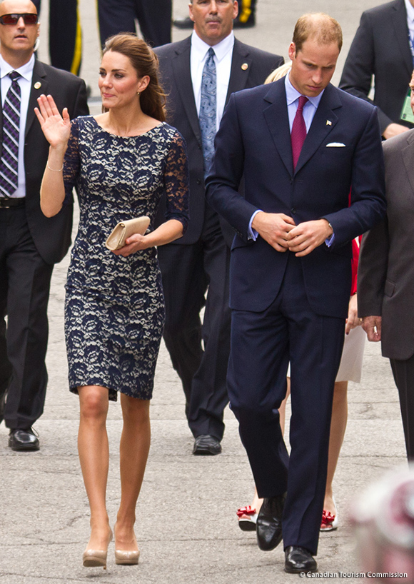 Kate Middleton wearing blue erdem dress in Ottawa, Canada during the 2011 tour