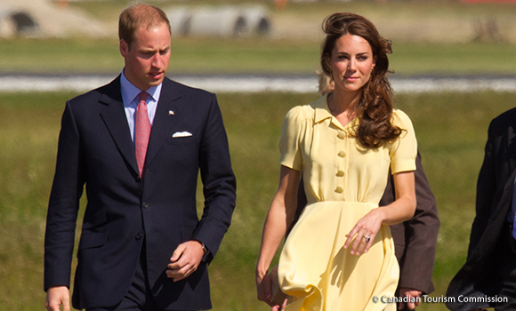 Kate wore a yellow Jenny Packham dress and her nude L.K. Bennett Pumps and Natalie Clutch bag in Calgary