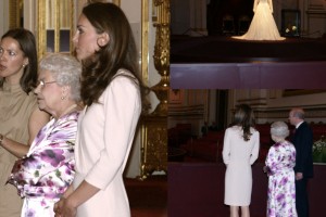 Kate wears Joseph Scala dress to wedding dress exhibition with The Queen