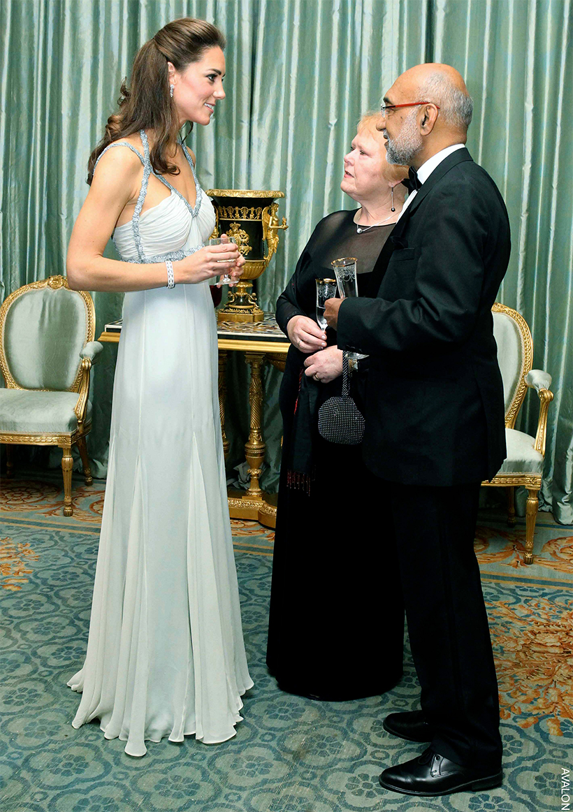 Kate Middleton wearing a Grecian gown for her first solo engagement in 2014