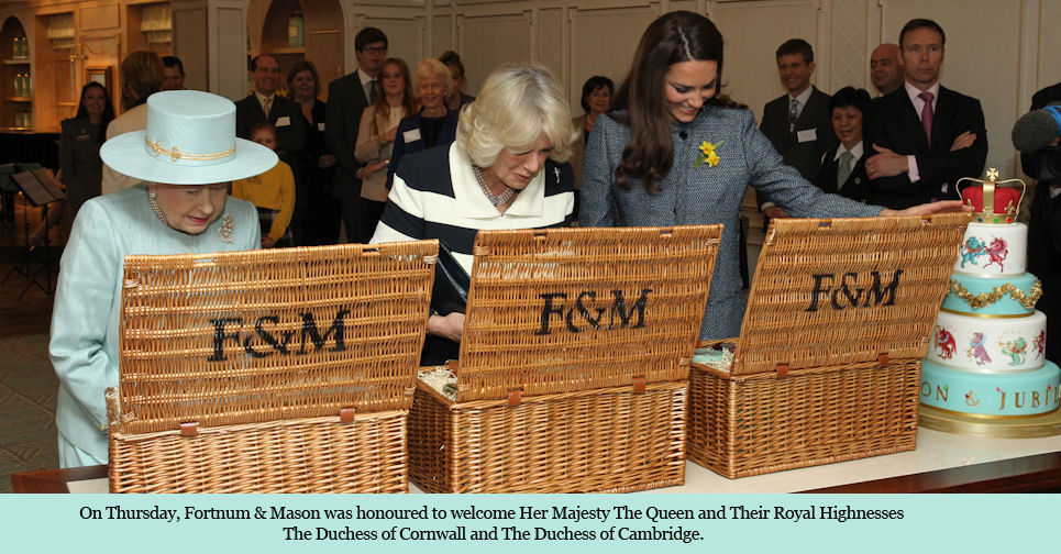 Kate wears blue tweed M Missoni coat for tea with The Queen & Camilla at Fortnum & Mason