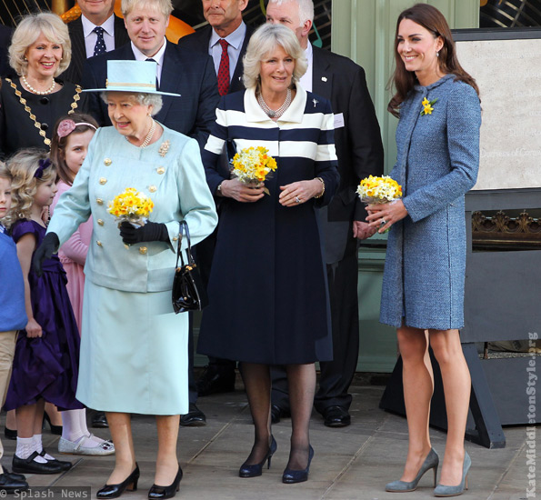 Kate with the Queen and Camilla at Fortnum and Mason