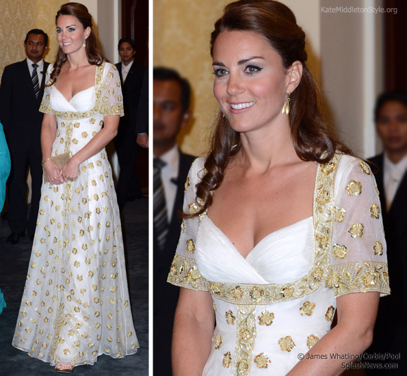 kate in gold gown