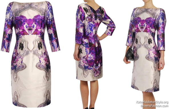 Kate wears purple print dress by Prabal Gurung for State Dinner