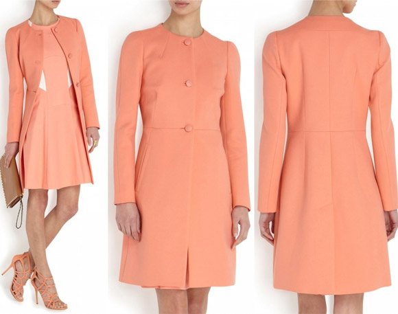 Kate's coral / peach coloured Tara Jarmon coat