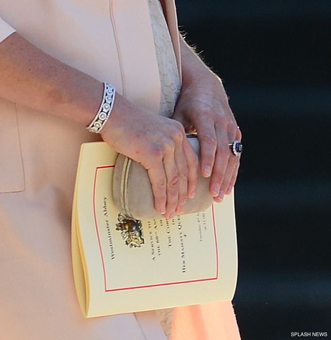 Kate Middleton's grey clutch bag and diamond bracelet