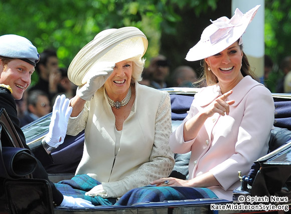 Kate wears light pink to Trooping the Colour 2013