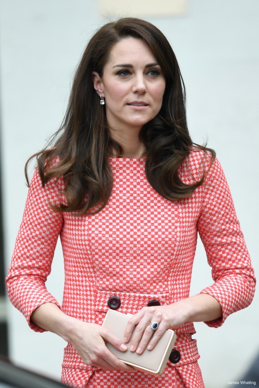 Kate Middleton wearing her engagement ring at a public engagement in London