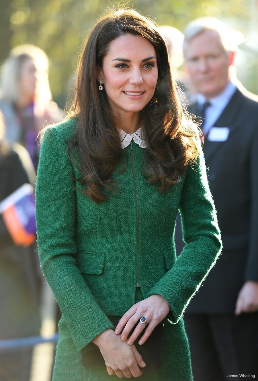 Kate Middleton wearing her engagement ring at a public engagement in Norfolk