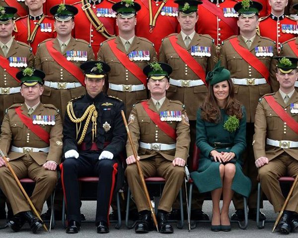 Kate and William with Irish Guard Officers
