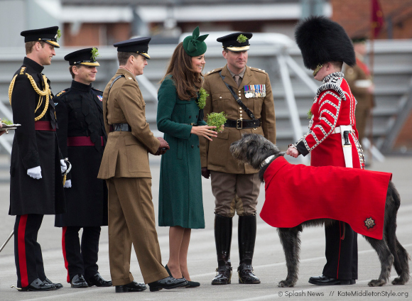 Kate pinned sprigs of shamrocks to a very special officer!