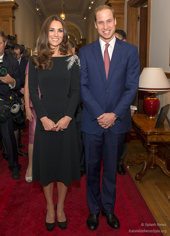 Kate wore a black Jenny Packham dress to the reception