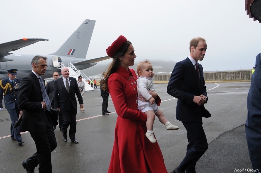 William, Kate and Prince George land in Wellington, New Zealand