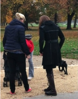 Kate wears the Temperley Odele coat in Kensington Park with Lupo. Kind Permission WKW Facebook Friend Sandra