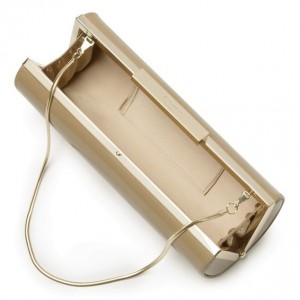 taupe patent leather clutch