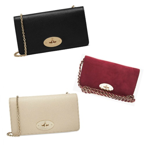 Kate Middleton's Mulberry Bayswater Wallet Clutch Bags in Black, Maroon and Cream suede