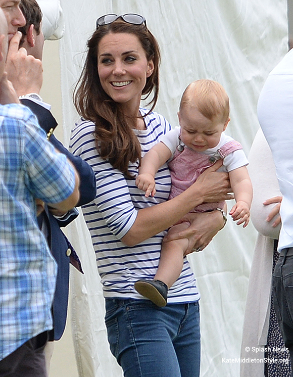 Kate chases after Prince George at the polo today