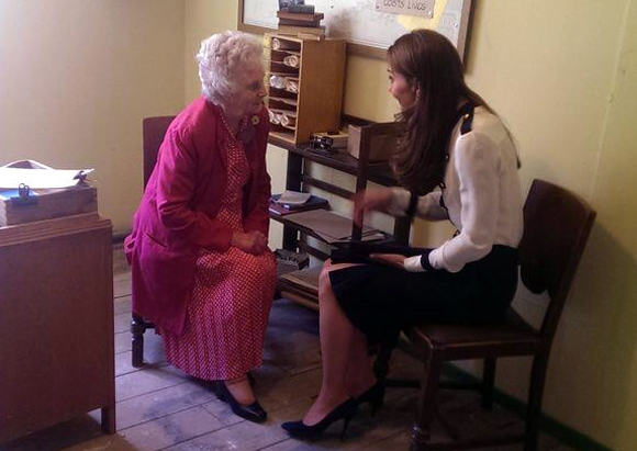 Kate meeting lady body who worked with her grandmothe