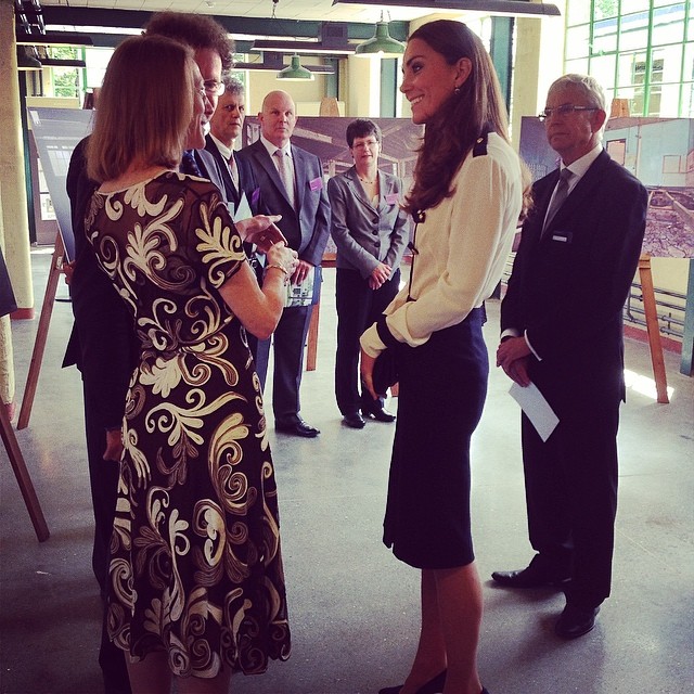 Via Clarence House Instagram: The Duchess of Cambridge meets staff involved in the restoration of @bletchleypark