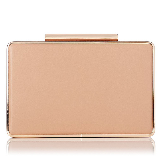 nude and gold clutch bag