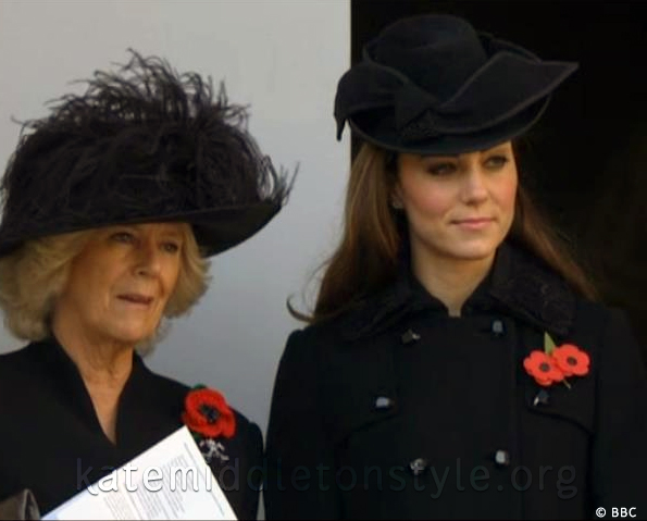 Duchess of Cambridge with the Duchess of Cornwall at the Remembrance Day ceremony in London (2011)