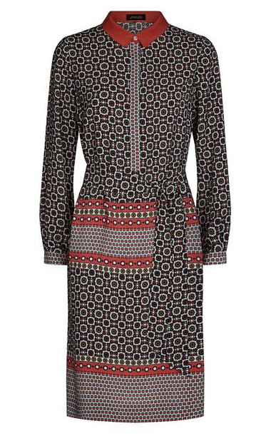 Jaeger Silk Tile Print Shirt Dress Paprika