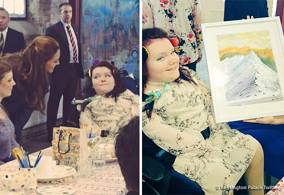 Chloe from The Donna Louise Hospice presents Kate with picture