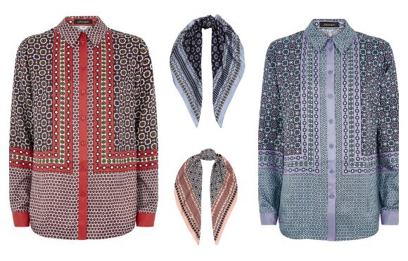 Jaeger Tile Print Shirts and Scarves