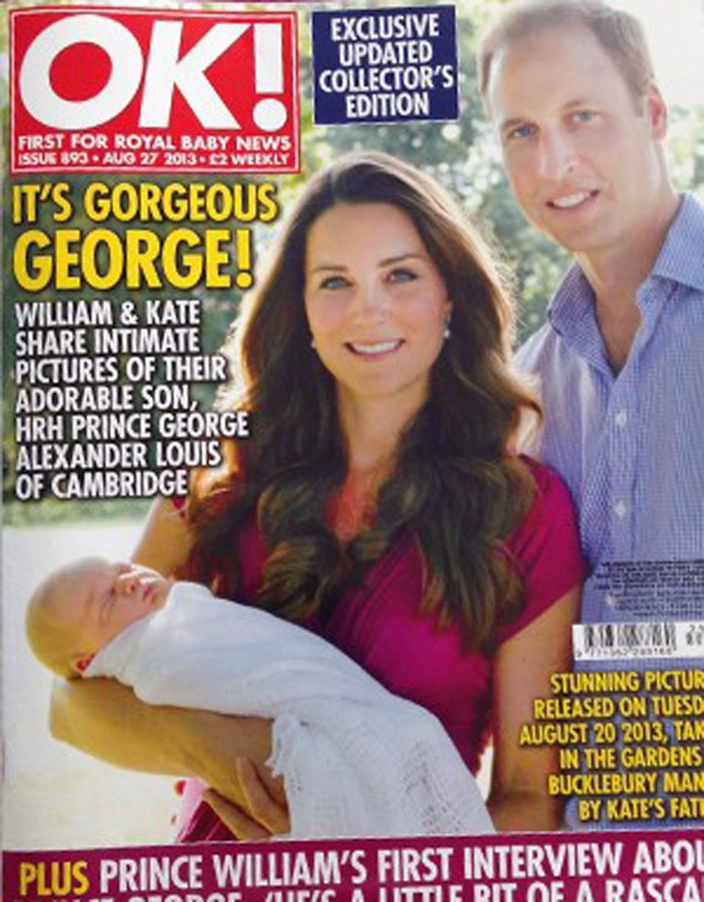 Kate Middleton wearing the pink Seraphine Maternity dress on the cover of OK magazine