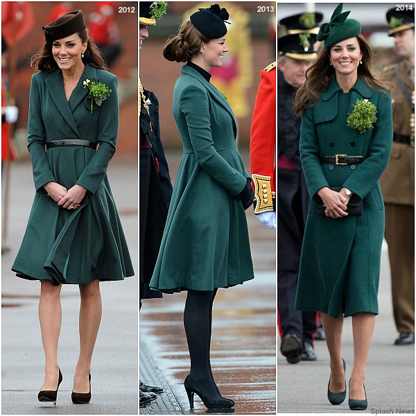 Kate in brown Catherine Walker coat dress for annual St. Patrick’s Day ...