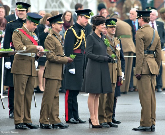 Duchess of Cambridge attends the St Patrick's Day parade at Mons Barracks, Aldershot