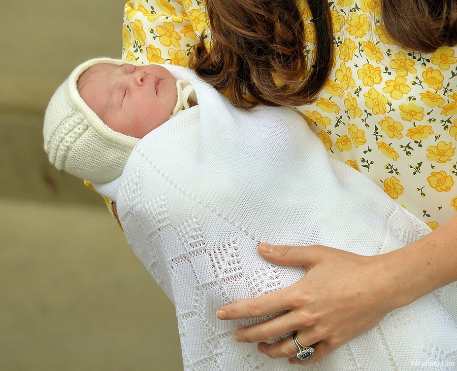 Princess Charlotte as a newborn baby outside the Lindo Wing in 2015