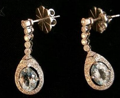 Kate's mystery diamond and aquamarine drop earrings