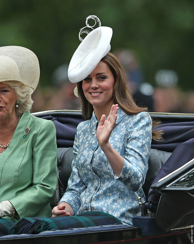 Kate Middleton in Blue Catherine Walker Coat for 2015 Trooping the Colour Parade