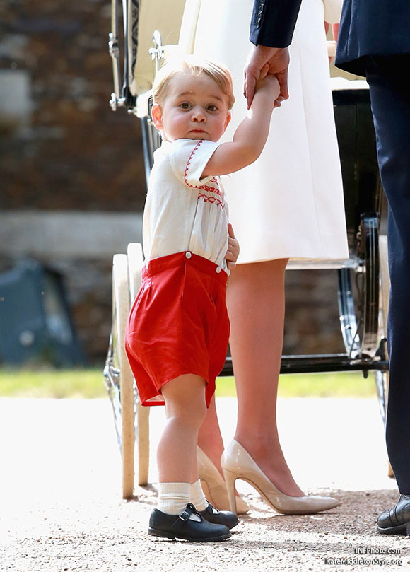 ***MANDATORY BYLINE TO READ INFPhoto.com ONLY***<BR /> Catherine, Duchess of Cambridge, Prince William, Duke of Cambridge, Princess Charlotte of Cambridge, Prince George of Cambridge, at the christening of Princess Charlotte of Cambridge at the church of St Mary Magdalene on the Sandringham Estate in King's Lynn, UK. <P> Pictured: Prince George of Cambridge <B>Ref: SPL1071653  050715  </B><BR /> Picture by: INFphoto.com<BR /> </P><P>