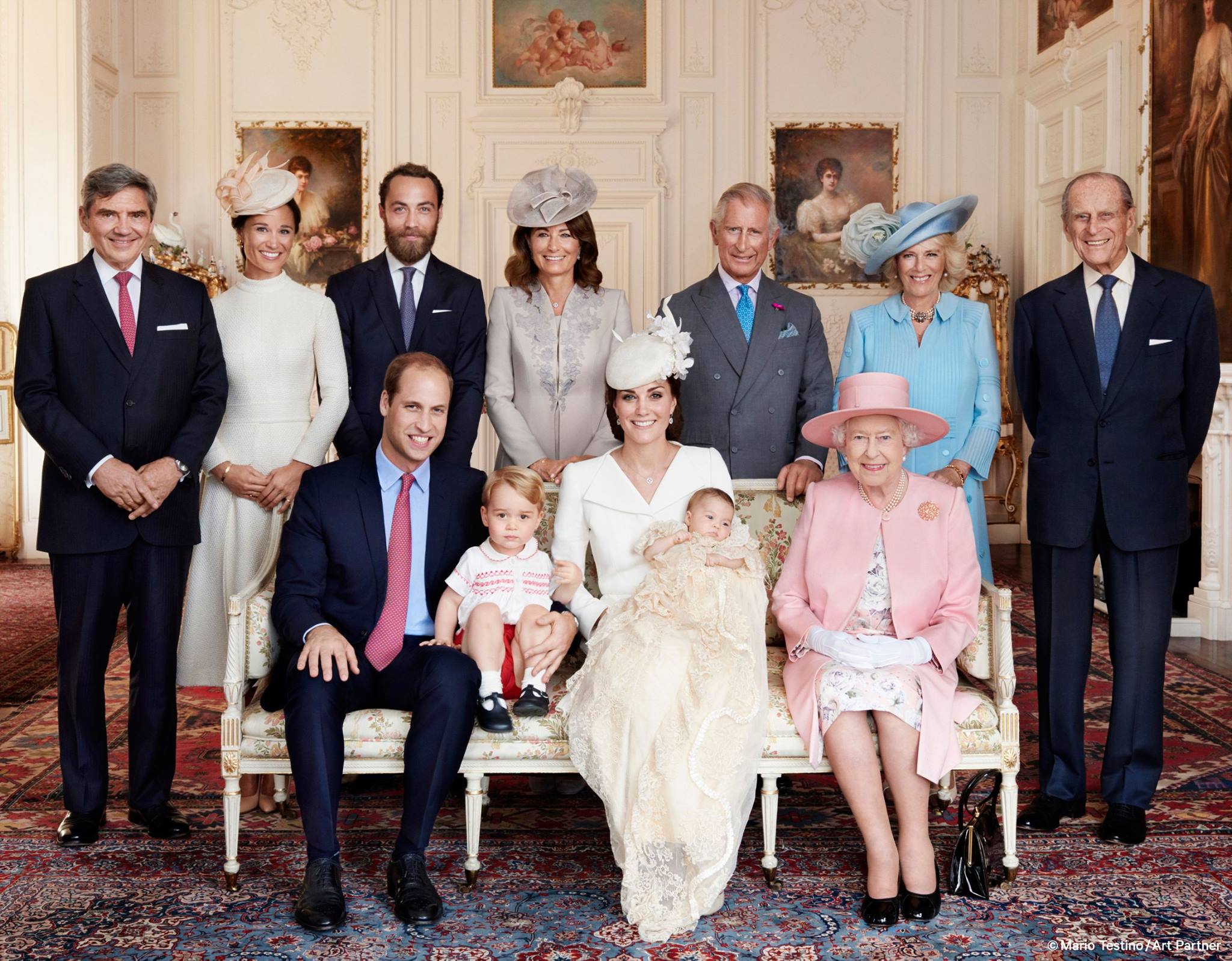 Royal Family and Middleton Family group shot after Princess Charlotte's christening