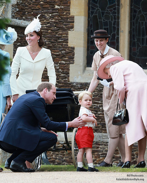 ***MANDATORY BYLINE TO READ INFPhoto.com ONLY***<BR /> Catherine, Duchess of Cambridge, Prince William, Duke of Cambridge, Princess Charlotte of Cambridge, Prince George of Cambridge, at the christening of Princess Charlotte of Cambridge at the church of St Mary Magdalene on the Sandringham Estate in King's Lynn, UK. <P> Pictured: Catherine, Duchess of Cambridge, Prince William, Duke of Cambridge, Princess Charlotte of Cambridge, Prince George of Cambridge, Queen Elizabeth II <B>Ref: SPL1071653  050715  </B><BR /> Picture by: INFphoto.com<BR /> </P><P>