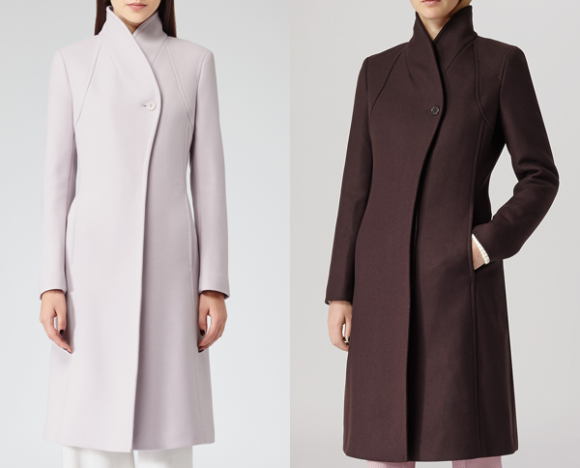 Reiss Emile coat in pink and burgundy